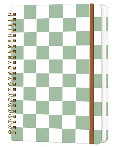Spiral Journal Notebook for Women, Hardcover A5 College Ruled Notebook, 120 Pages, Thick Paper, Cute Lined Journal for School, Office & Work, 6 x 8.4 in(Sage Green Plaid) - color: Sage Green Plaid