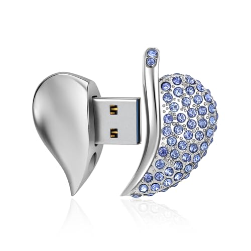 High Speed USB 3.0 Flash Drive,Cute Romantic Heart Shape USB Memory Stick,Thumb Drive for Photos, Music, Files Storage (Blue, 32, GB) - color: Blue