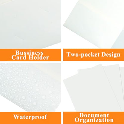 pmybupo 100Pcs White Folders with Pockets and Business Card Holder,2 Pocket Folders for School,Home or Office,Durable Heavy Duty File Folders - color: White