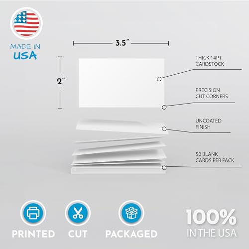 Home Advantage 2x3.5 Blank Index Cards - Our 50 Pack of Blank Note Cards Use Heavy Duty Cardstock to Make Them Bleed Proof - These Plain Index Cards Make Great Blank Business Cards & Blank Flashcards - size: 2x3.5