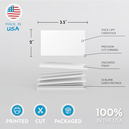 Home Advantage 2x3.5 Blank Index Cards - Our 50 Pack of Blank Note Cards Use Heavy Duty Cardstock to Make Them Bleed Proof - These Plain Index Cards Make Great Blank Business Cards & Blank Flashcards - size: 2x3.5