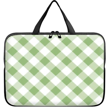 Laptop Sleeve Case Bag 13 inch, Green and White Checkered Slim Carrying Case Handbag Travel Laptop Bag for 13 inch MacBook Air M3/M2/Pro M2/ 13" iPad Pro/Air M4/M2 2024 - color: Green and White Checkered, size: 13 inch