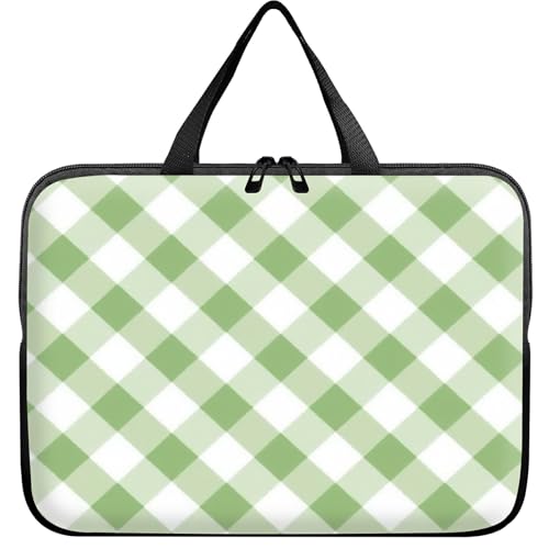 Laptop Sleeve Case Bag 13 inch, Green and White Checkered Slim Carrying Case Handbag Travel Laptop Bag for 13 inch MacBook Air M3/M2/Pro M2/ 13" iPad Pro/Air M4/M2 2024 - color: Green and White Checkered, size: 13 inch