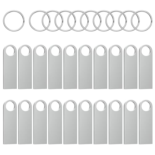 ABLAZE 8GB Flash Drive 20 Pack, Metal USB 2.0 Thumb Drives with Keychains USB Sticks Pendrives (Sliver) - color: 20 Pack, size: 8GB
