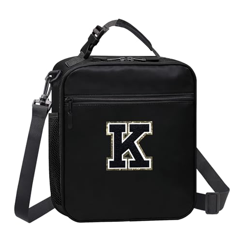 Lunch Box for Women Teen Girls,Lunch Bag for Men Boys Kids Adult Youth,Insulated Lunch Tote for School Work Picnic Cooler Food Carrier with Water Bottle Holder Handheld Shoulder Strap Black K - color: 04-Black K
