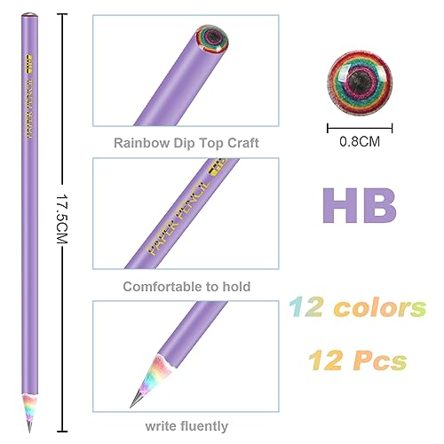 Ainiv 12PCS Eco-friendly Wood & Plastic Free Recycled Rainbow Paper Pencils #2 HB Pencils Number 2 Pencils Erasers Toppers with Pencil Sharpener, Macaron Paper Pencils for School and Office Supplies - color: Macaron, style: 12 COUNT