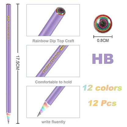 Ainiv 12PCS Eco-friendly Wood & Plastic Free Recycled Rainbow Paper Pencils #2 HB Pencils Number 2 Pencils Erasers Toppers with Pencil Sharpener, Macaron Paper Pencils for School and Office Supplies - color: Macaron, style: 12 COUNT