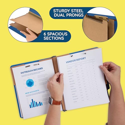 Blue Summit Supplies 10 Classification Folders, 2 Divider, Dark Blue | Heavy-duty, 2 in expansion, 2 prong fasteners, 2 dividers, 6 sections, for medical, legal, and personnel files