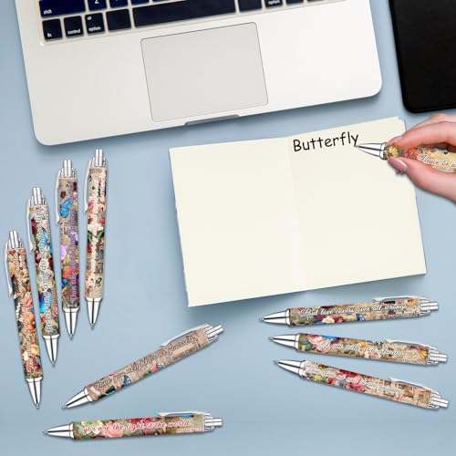 Idealmuzik Employee Appreciation Ballpoint Pens, 10 Pack – Vintage Butterfly Pens with Uplifting Bible Quotes – Smooth Writing Pens for Office, Team Gifts, Staff Recognition, and Daily Use - style: Butterfly