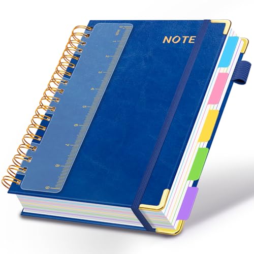 Hardcover Spiral Notebooks for Work 8''x 10'', 300 Pages 5 Subject Notebook with Dividers & Tabs, B5 Spiral Journal for Women, College Ruled Notebooks for School Note-Taking (Lake Blue) - color: Lake Blue, size: 8''x 10''