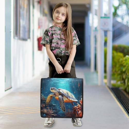 Personalized Sea Turtle D-Ring Binder Bag Multi-Pocket Zipper Organizer with Handle and Detachable Shoulder Strap Holds 500 Sheets for School Office Supplies - color: Dhb-007