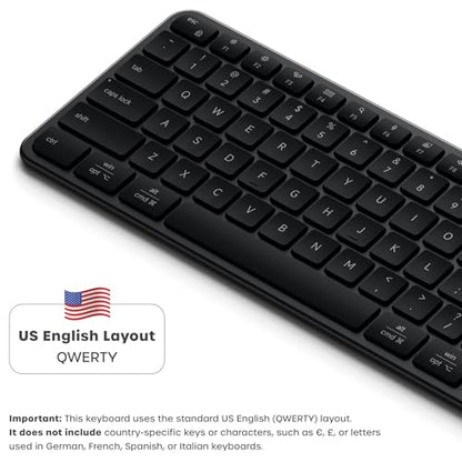 Satechi Slim EX3 Wireless Keyboard, Bluetooth & 2.4 GHz, Space Black | Full-size with numpad, instant OS key remap, rechargeable battery, for macOS, Windows, Android - color: Space Black, size: Keyboard