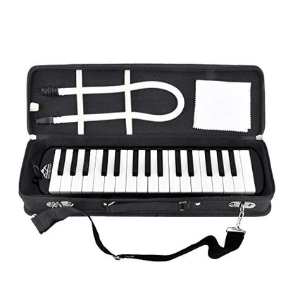 EASTROCK 32 Key Melodica Instrument Air Piano Keyboard Soprano Melodica with 2 Mouthpieces Tube Sets Carrying Bag for Beginners Adults Gift Black - color: Black, size: 32key