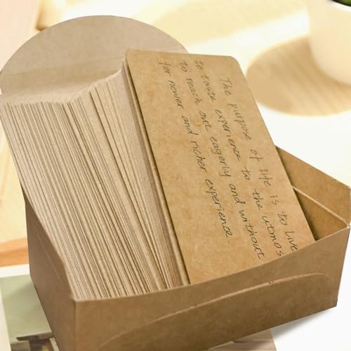 VANRA 300PCS Blank Index Cards 3x5 inches Note Cards Thick 110lb Cardstock Flash Cards, Unruled Study Cards for School Learning, Office (Kraft Brown, 300/Pack)