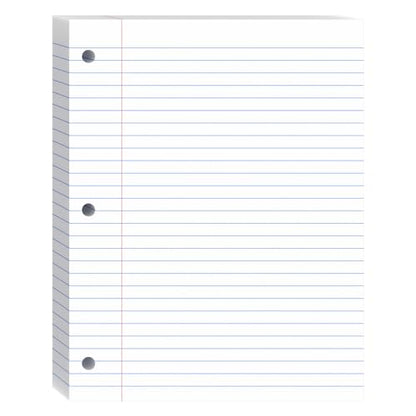 Loose Leaf Paper, 8.5x11 Wide Ruled, Notebook Paper for 3 Ring Binders, White Binder Notebook, 3 Hole Punch Paper, 100 Sheets/pack, 1 Pack - color: White, size: 8.5x11 Wide Ruled
