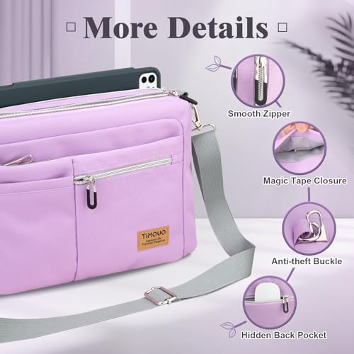 TiMOVO 9-11" Anti-Theft Tablet Sleeve with Strap for iPad, Purple | Anti-Theft Design Tablet Bag with Shoulder Strap, Fits iPad 10.9"/10.2", Air 11/5th/4th Gen 10.9", Galaxy Tab A9+ 11" - color: Purple