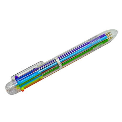 Maydahui 12 PCS Multicolor Ballpoint Pen 6-in-1 Retractable Ball Point Pens Transparent Barrel for Office School Students