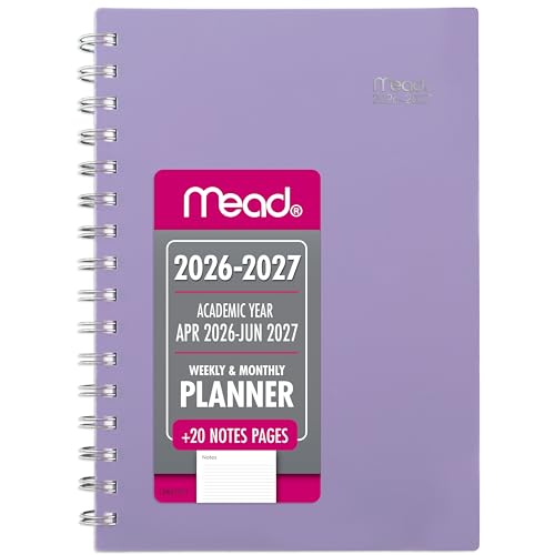 Mead Planner 2026-2027 Weekly & Monthly Academic 15-Month April-June, 5.5" x 8.5", Lilac (CAW42019) - color: Lilac, size: 5.5"W x 8.5"H, style: 2026-2027