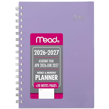 Mead Planner 2026-2027 Weekly & Monthly Academic 15-Month April-June, 5.5" x 8.5", Lilac (CAW42019) - color: Lilac, size: 5.5"W x 8.5"H, style: 2026-2027