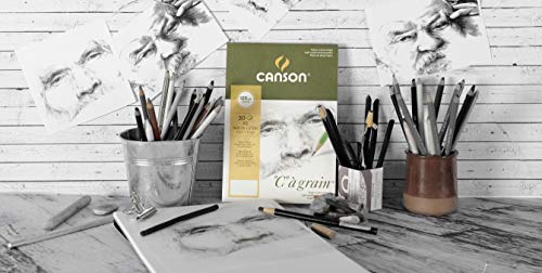 Canson "C à Grain A4 125g White Drawing & Sketching Paper Pad, 30 Sheets, Fine Grain Texture, Glued on Short Side, Ideal for Professional Artists - size: A4, style: 125gsm