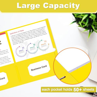 Folders with Pockets, LAYZZ 30 Pack Paper Pocket Folders, 2 Pocket File folders Fits Letter Size Paper, for School Office and Home (Yellow) - color: Yellow