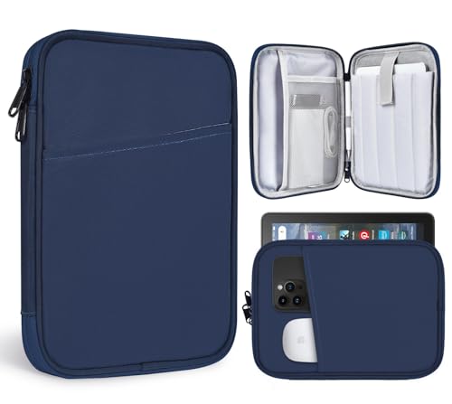 8 Inch Tablet Sleeve Carrying Case for 8" Amazon Kindle Fire 8/Fire 8 Plus, 8.7" 8" Samsung Galaxy Tab A9/Tab A7 Lite/Tab A, 8.3" 7.9" iPad mini 7 6 5 4 3 2 1, Lenovo Tab M9 M8 Protective Bag(Blue) - color: Blue, size: 8 Inch