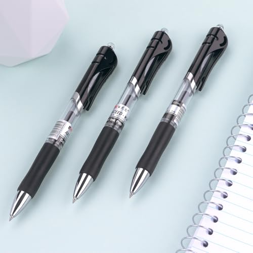 Bribobo Gel Pens Fine Point Smooth Writing Pens, 0.5mm, 12 Pack | Retractable Black Ink Pens for School Office Supplie