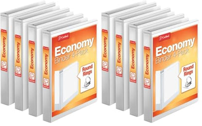 Cardinal Economy 3 Ring Binder, 1 Inch, Presentation View, White, Holds 225 Sheets, Nonstick, PVC Free, 4 Binders (79510),(Pack of 2) - size: 1-Inch (Pack of 2)