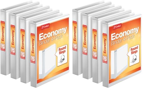 Cardinal Economy 3 Ring Binder, 1 Inch, Presentation View, White, Holds 225 Sheets, Nonstick, PVC Free, 4 Binders (79510),(Pack of 2) - size: 1-Inch (Pack of 2)