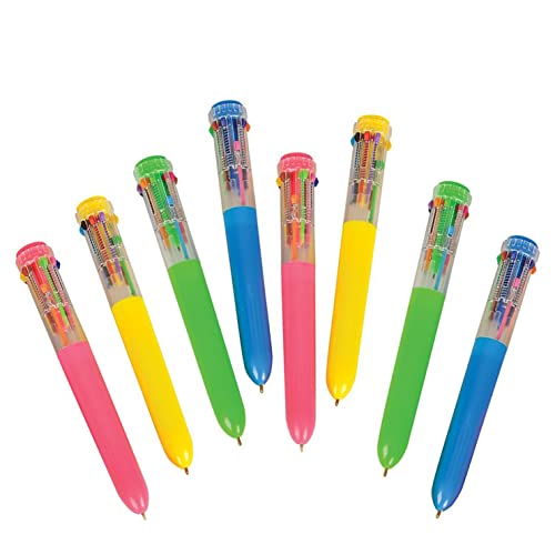 The Dreidel Company 8-Count Shuttle Pen, 10 Multi-color Ballpoint Pens, 4 Neon Colors In Pen for Office School Supplies Students Children, 6.25" (8-Pack) - style: 8-Pack