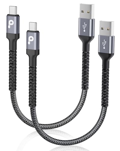 PRAKIE USB C Cable Fast Charging, 2Pack 1FT USB A to USB C Charge Cable, Short USB Type C Charging Cord Compatible with iPhone 17/16/15/Samsung Galaxy S20 S10/Google/Plus Note 10 9 8 - color: Grey, size: 1FT, style: USB A to USB C
