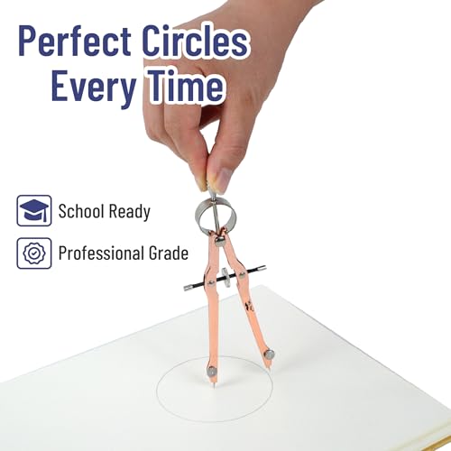 Mr. Pen- Geometry Set, 15 pcs, Rose Gold & Pink | 6 Inch Swing Arm Protractor, Divider, Set Squares, Ruler, Compasses and Protractor - color: Rose Gold & Pink