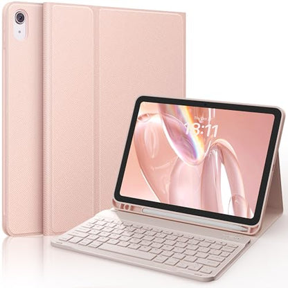 CHESONA Compatible for iPad 11th(A16)/10th Generation Case with Keyboard | Detachable Wireless Keyboard, Stand Folio Keyboard Cover with Pencil Holder, Thin & Light, Pale Pink - color: Pale Pink