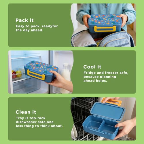 Bento Lunch Box for Kids With 8oz Food Thermo,BPA-Free for School | Lunch Container with 2 Compartments, Insulated Food Jar, Dishwasher Safe, Easy to Clean, Lunch Box for Girls Boys - color: Blue Ocean1