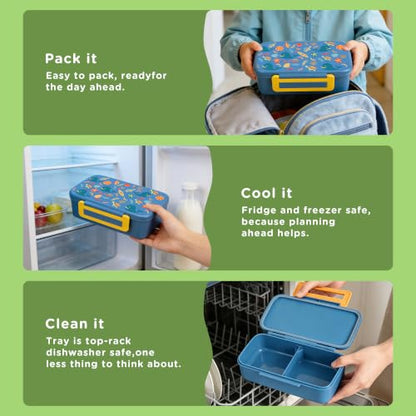 Bento Lunch Box for Kids With 8oz Food Thermo,BPA-Free for School | Lunch Container with 2 Compartments, Insulated Food Jar, Dishwasher Safe, Easy to Clean, Lunch Box for Girls Boys - color: Blue Ocean1