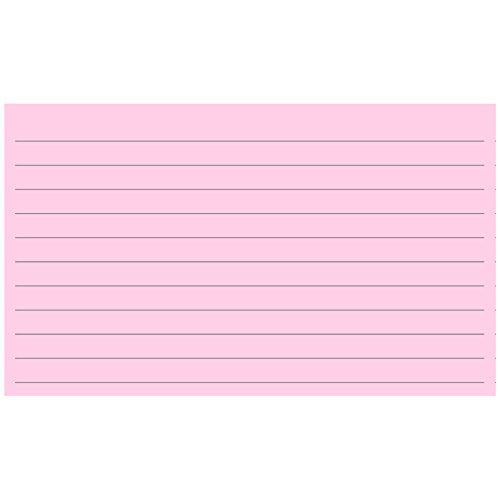 Colonial Cards: 150 Color Cardstock 3" x 5" Index Cards, Pink, Lined Landscape Format - color: pink