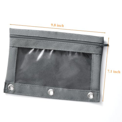 3 Ring Binder Pencil Pouch, Durable Pencil Case for School Supplies, Classroom Must Haves, 3-Hole Design Fits Binders, Zipper Closure, Ideal for Students/Back to School Grey - color: Grey