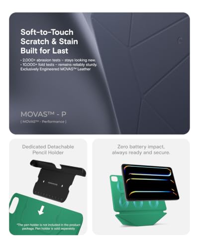 MOFT Dynamic Folio Case for iPad Pro 12.9" (6th 2022 | 5th 2021 | 4th 2020), Slim Magnetic Stand Case with 20+ Viewing Angles, Auto Wake/Sleep, Ultra Thin, Navy Blue x Oz Green - color: Navy Blue x Oz Green, size: iPad Pro 12.9"(6th 2022/5th 2021/4th 2020