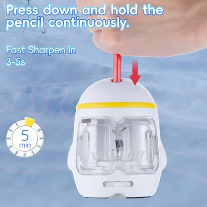 M&G Electric Pencil Sharpener, Portable Pencil Sharpener Battery/USB Dual Power Operated Sharpener for Pencils Kids Students Home Classroom School Office (Cute Bear) - color: White