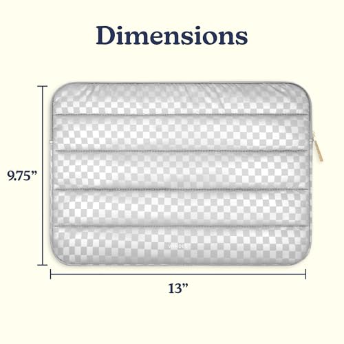 Vandel Puffy Laptop Sleeve Case, 13-14 inch Laptop Sleeve Bag Case 13.3 Inch, Compatible with MacBook Air/Pro 13/Pro 14/iPad Pro 12.9, HP Dell ASUS Computer Bag Cover, Checker Silver - color: b. Checker Silver