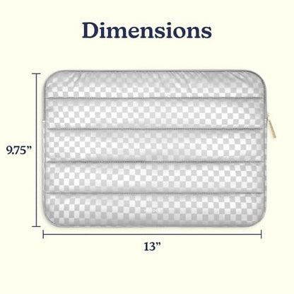 Vandel Puffy Laptop Sleeve Case, 13-14 inch Laptop Sleeve Bag Case 13.3 Inch, Compatible with MacBook Air/Pro 13/Pro 14/iPad Pro 12.9, HP Dell ASUS Computer Bag Cover, Checker Silver - color: b. Checker Silver