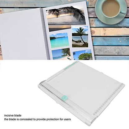 Portable Paper Cutter, Foldable Paper Trimmer with Concealed Blade and Non - Slip Base, Accurate Cutting Tool with Measurement Guide for Home School Office Use
