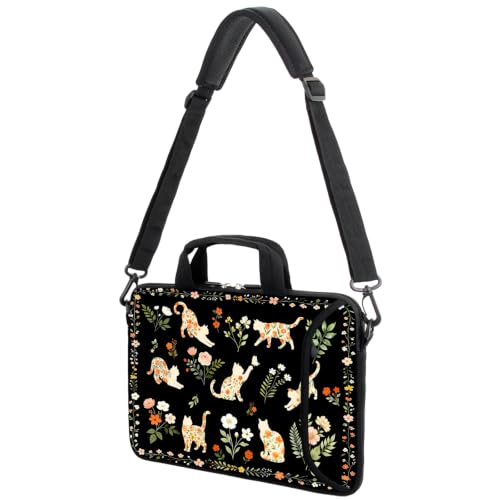 AMARY 13" 13.3" laptop sleeve chromebook case adjustable shoulder strap with handle accessory pocket (Cat-2) - color: Cat-2