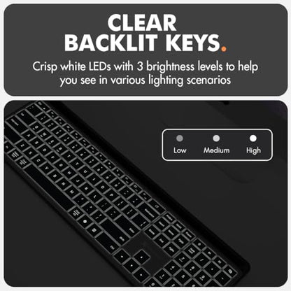 X9 Wireless Keyboard with Phone Holder - Full Size Bluetooth Keyboard with Number Pad, Backlit Wireless Keyboard, Multi-Device for iPad, Tablet, PC, Mac, iPhone, Android - Gray - color: Gray