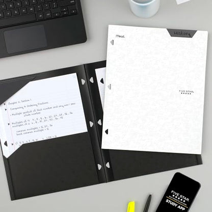 Five Star 2-Pocket Folder, Plastic Folder with Stay-Put Tabs, Fits 3-Ring Binder, Holds 8-1/2" x 11" Paper, White (333420I-ECM) - color: White
