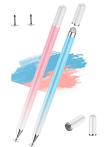 Stylus Pens for Touch Screens,2 in 1 Magnetic Disc Stylus Pen for iPad with Magnetic Cap, iPad Tablet Pen Compatible with iPhone/iPad/Android/Microsoft/Surface/Switch 2 All Capacitive Touch Screens - color: Pink+Blue