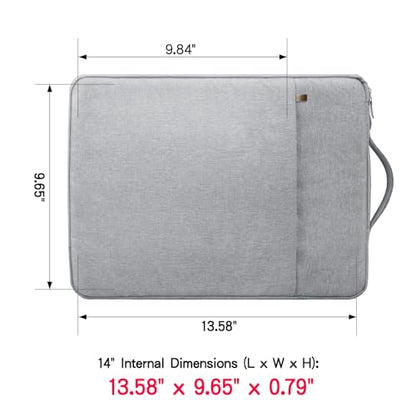 RAINYEAR 14 inch Laptop Sleeve Carrying Case with Handle & Pocket, Gray | Protective Padded Polyester Laptop Sleeve Case Briefcase Compatible with 14 Inch Notebook Computer Chromebook - color: Gray, size: 14"