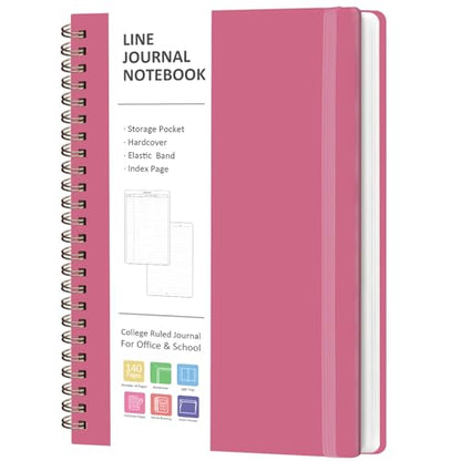 VALOME Journaling Notebooks, A5 Lined Spiral Notebook for Women & Men, 146 Pages College Ruled Hardcover Note Book for Work, Note Taking, Journaling, School, Writing (Rose Pink) - color: Rose Pink