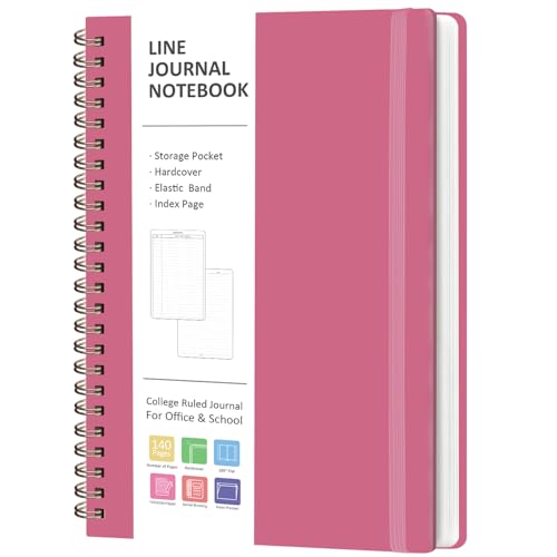 VALOME Journaling Notebooks, A5 Lined Spiral Notebook for Women & Men, 146 Pages College Ruled Hardcover Note Book for Work, Note Taking, Journaling, School, Writing (Rose Pink) - color: Rose Pink