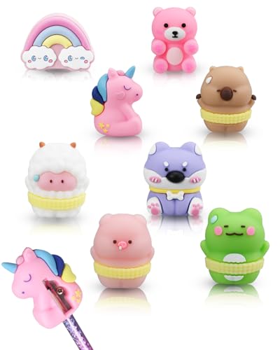 8 Pack Cute Pencil Sharpener for Kids, Fun Pencil Sharpener for Kids, Cartoon Handheld Little Pencil Sharpeners Bulk, Kawaii Stationary Gifts(Style 2) - style: Style 2